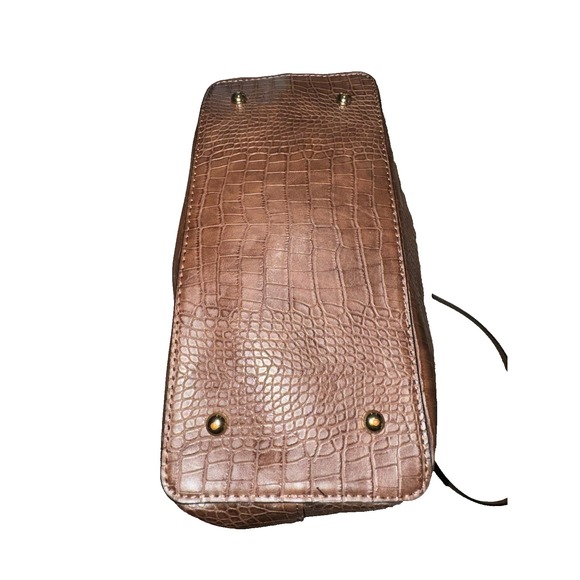 Kelly & Katie Brown Faux Alligator Leather Tote Bag Purse Shopper - Picture 3 of 6